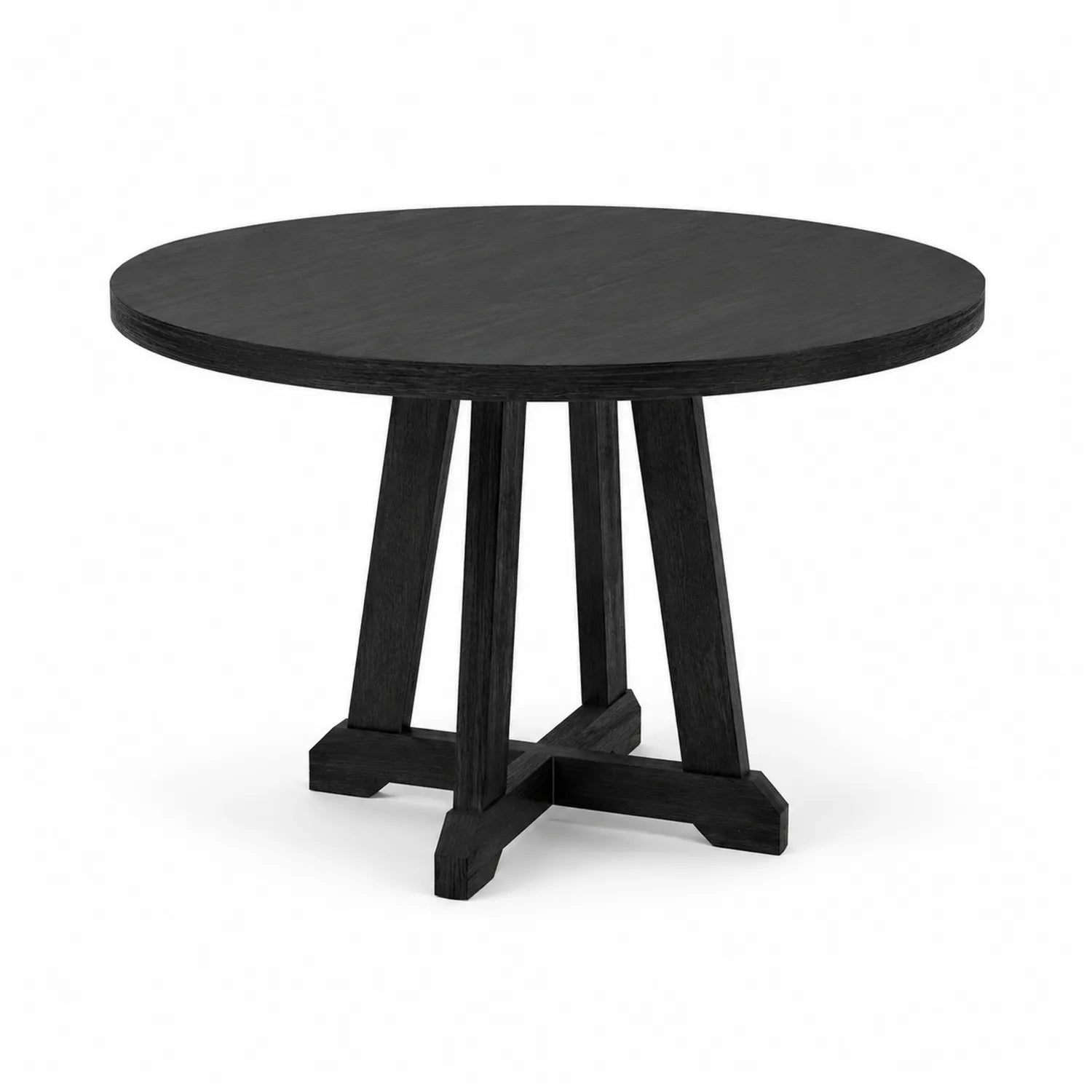 Mesa de comedor redonda de madera de roble negra 120 cm