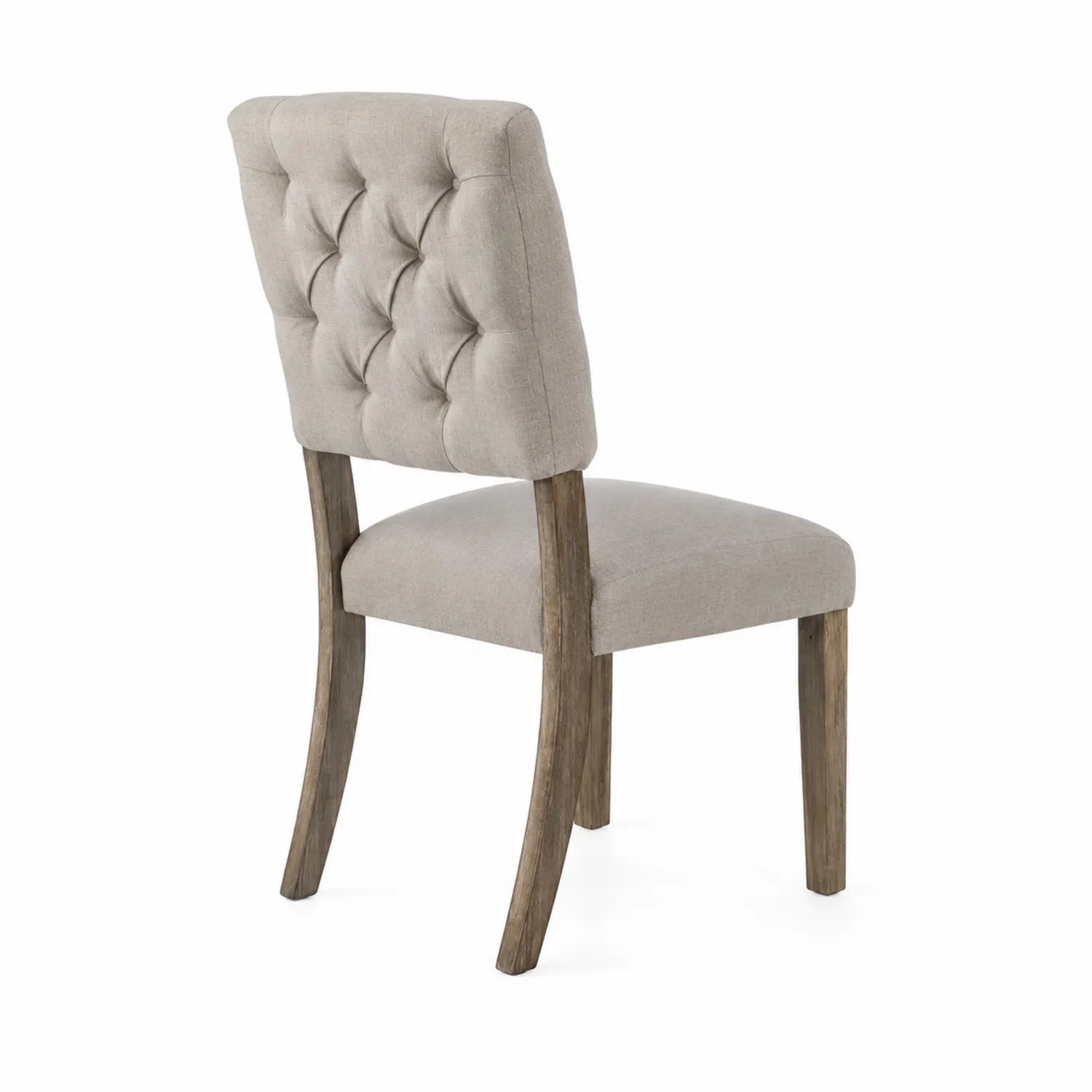 Silla de madera con tapizado de lino beige