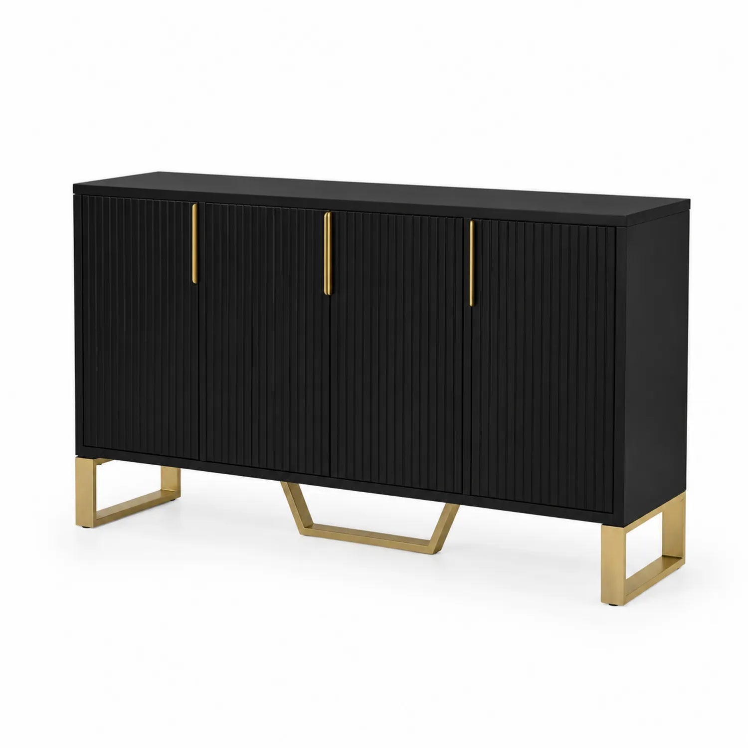 Aparador Negro con Patas Doradas de Madera y Metal 160 cm