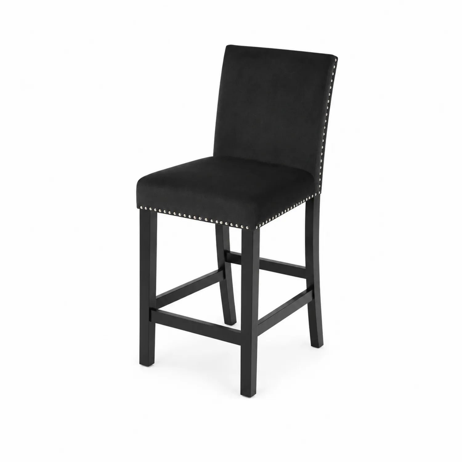 Taburete de bar negro de poliéster y madera