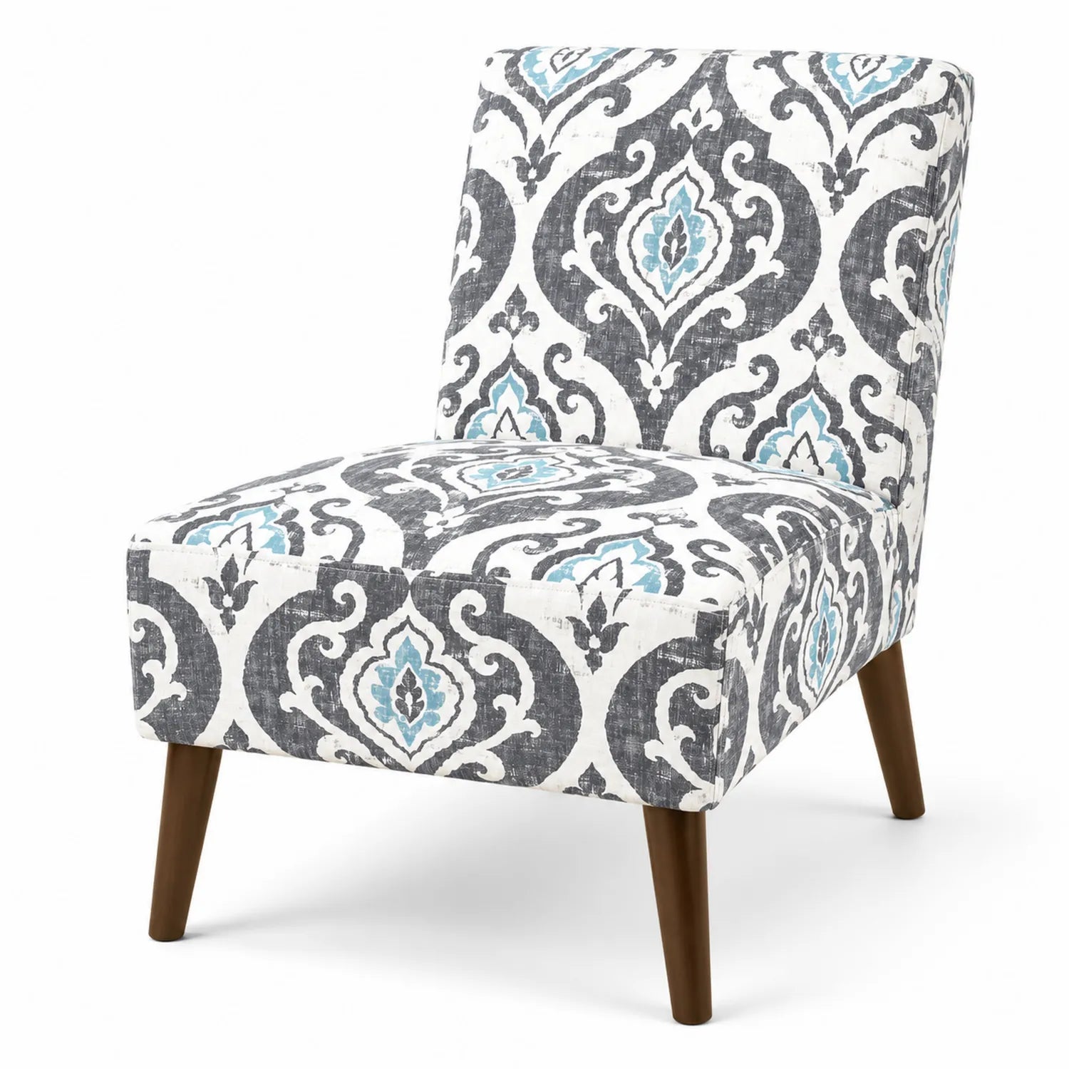Silla de Tela con Estampado Geométrico Azul y Gris