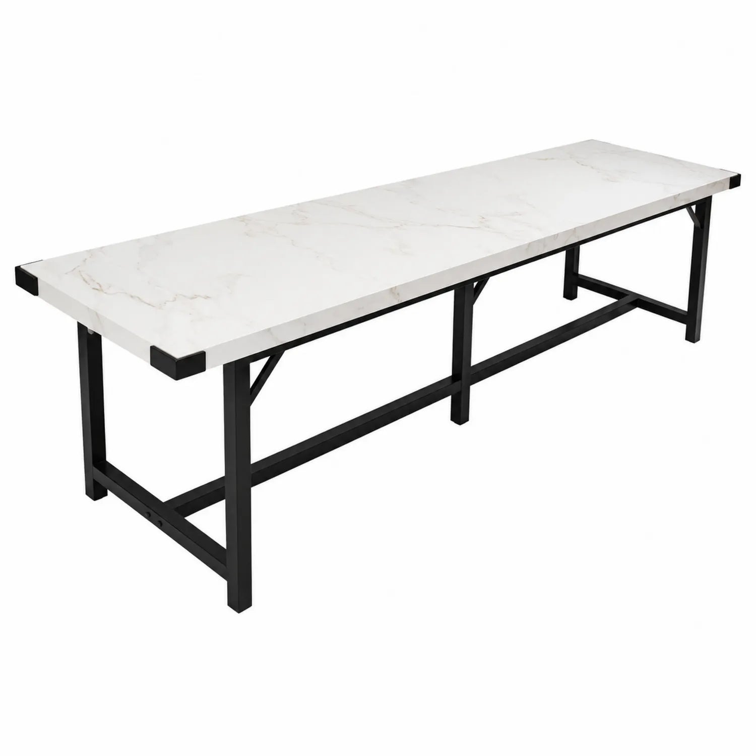 Mesa de mármol y metal blanco/negro 200x75x60 cm