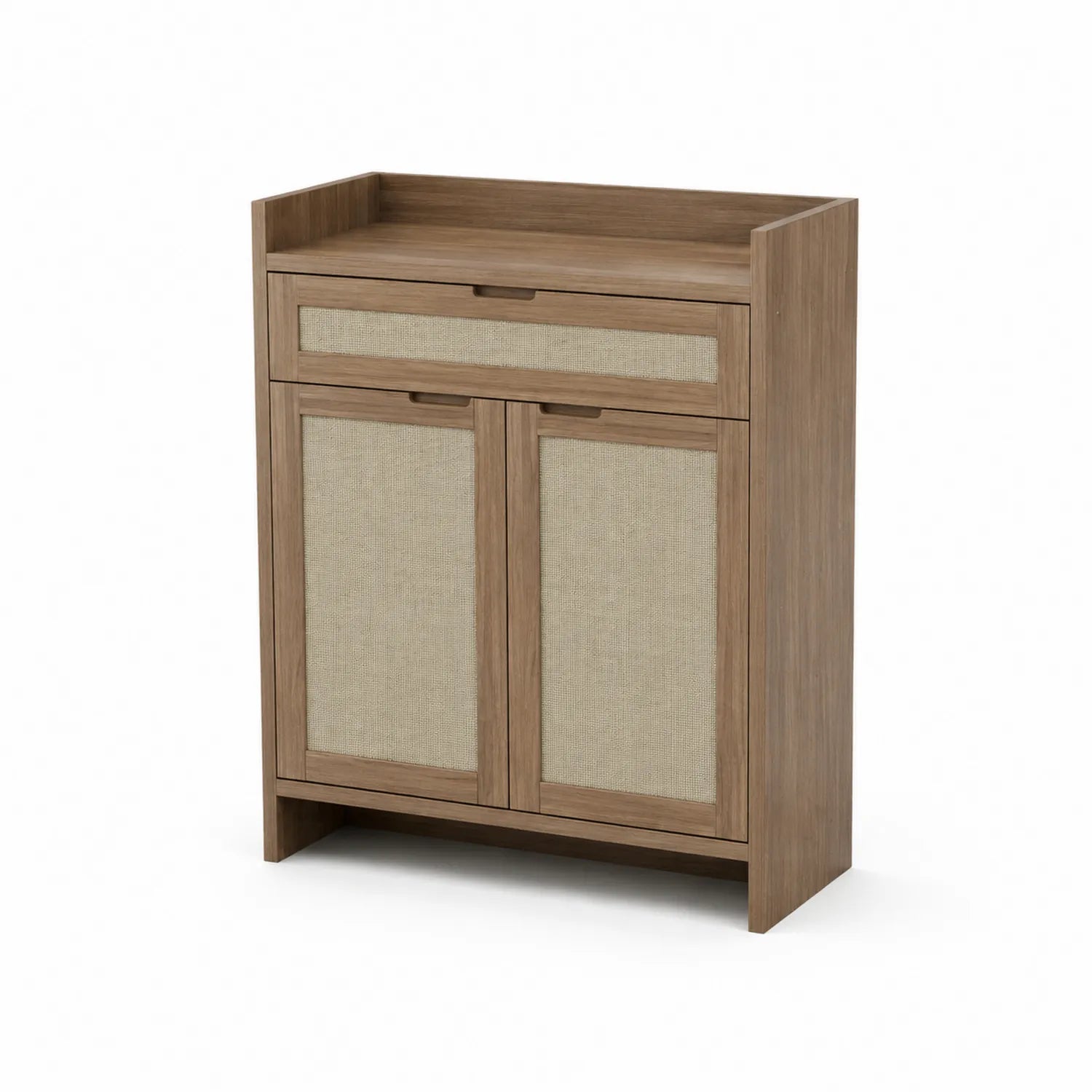 Zapatero de Madera y Lino con Puertas Batientes