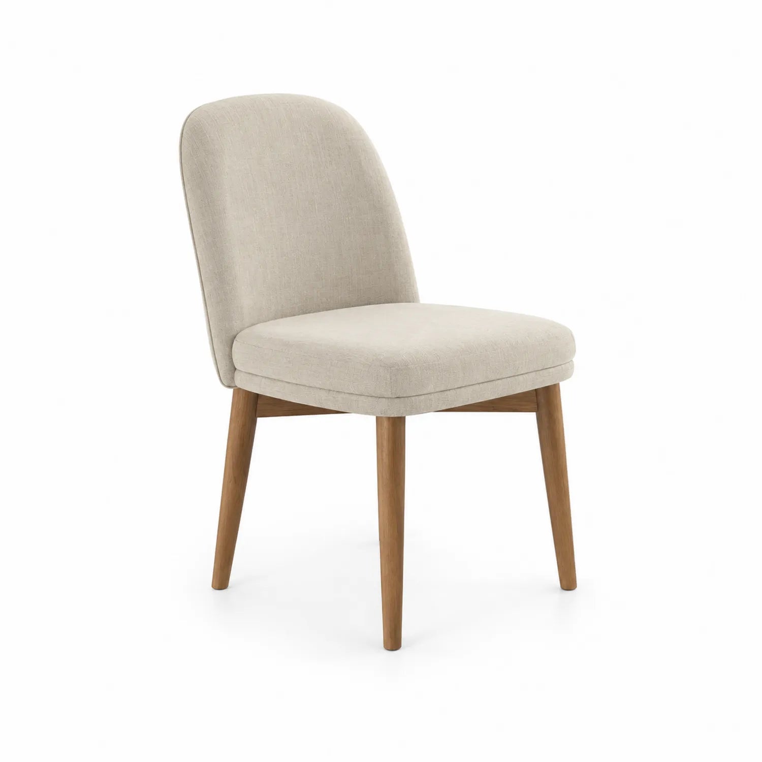Silla de madera tapizada en lino beige
