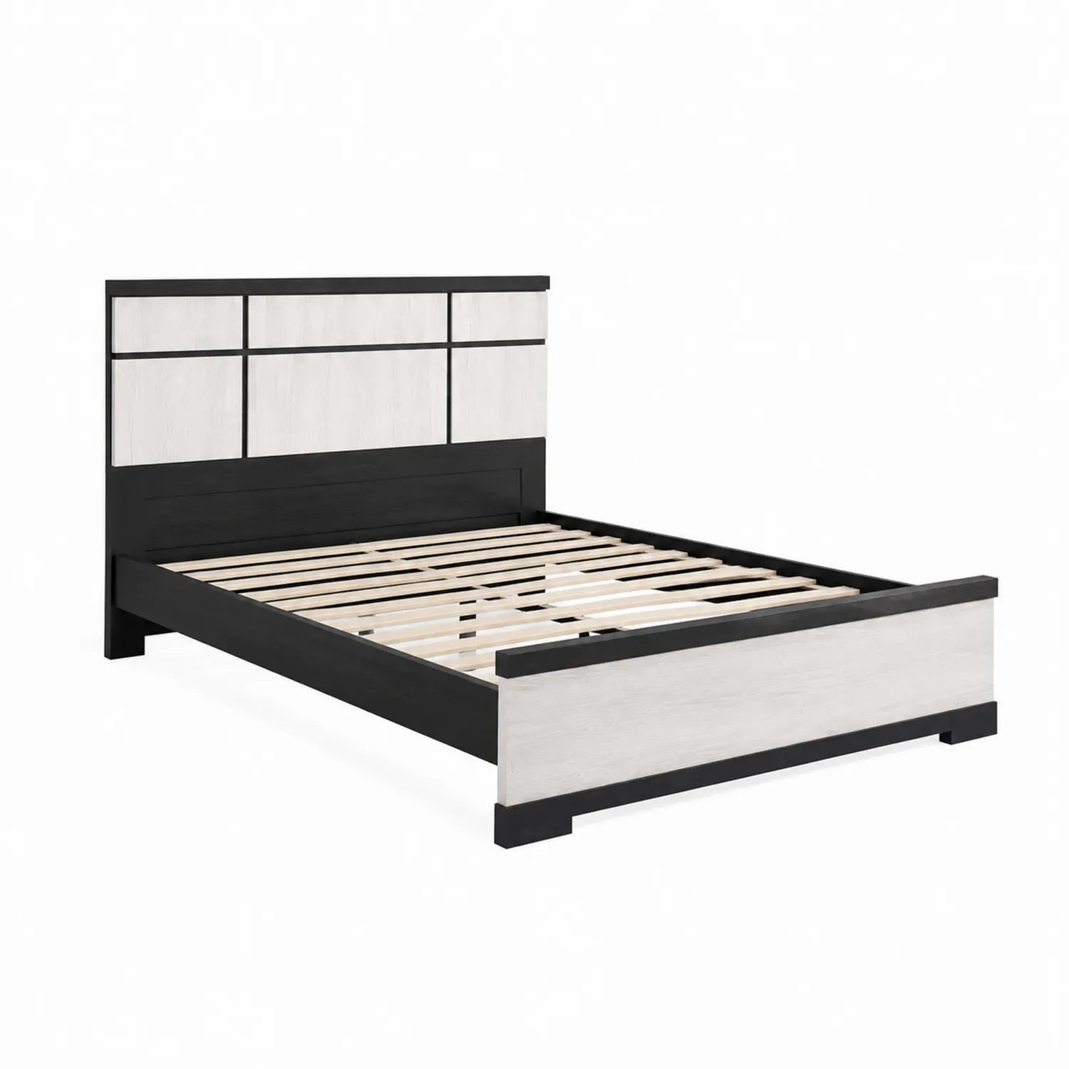 Cama de Madera Laminada Negra y Blanca 200x150 cm