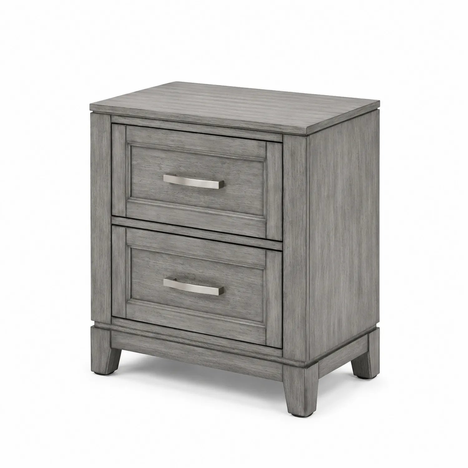 Mesita de noche de madera con 2 cajones gris