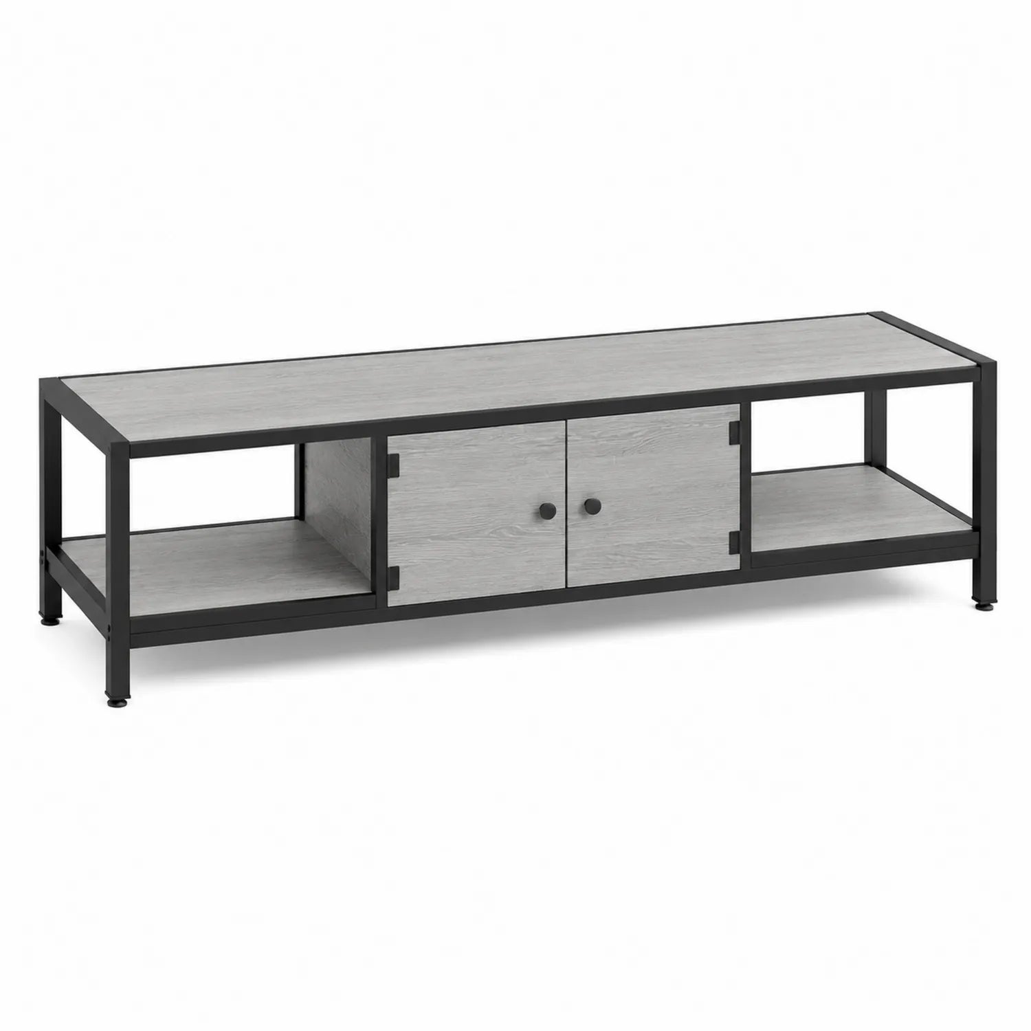 Mesa de TV de Metal y MDF Negro y Gris 120x40x40 cm