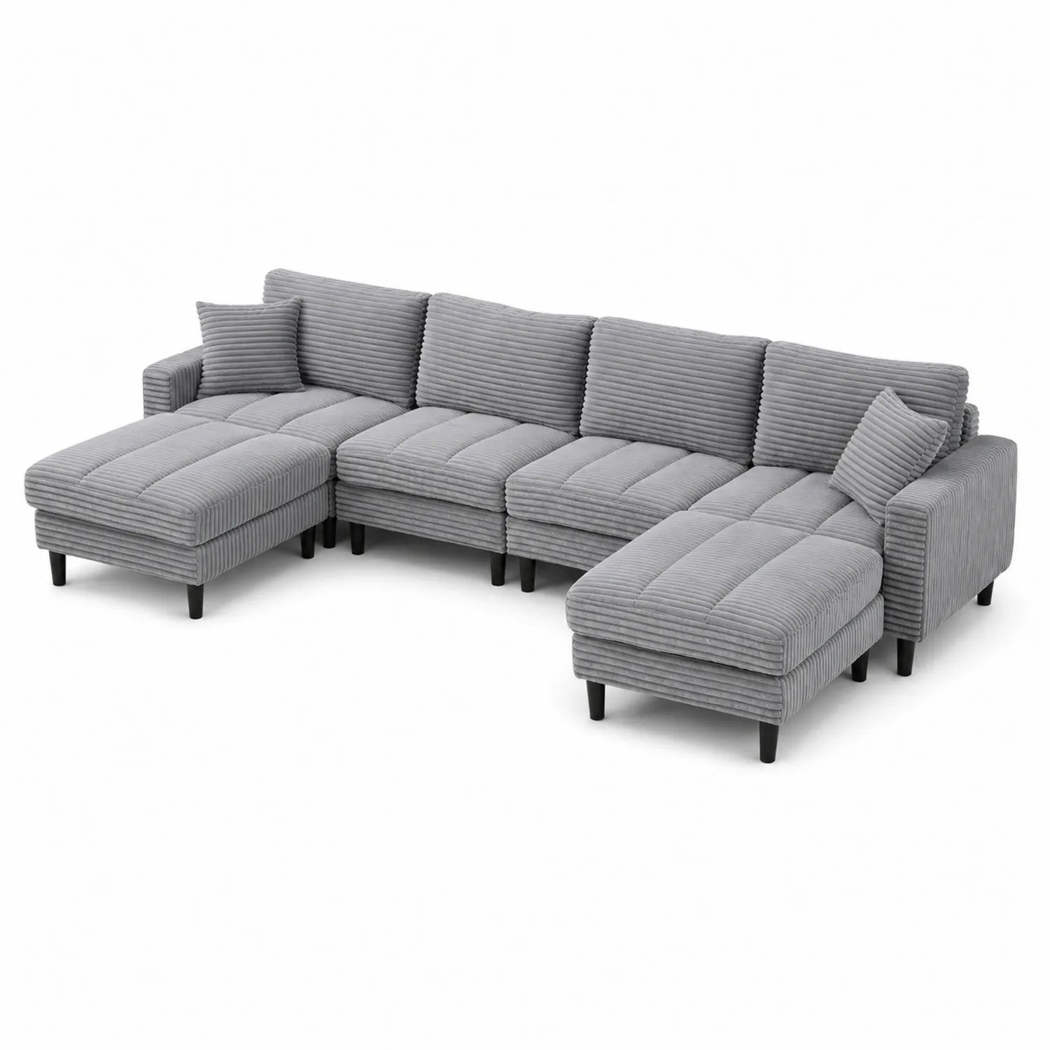 Sofá Seccional en L con Chaise Longue de Pana