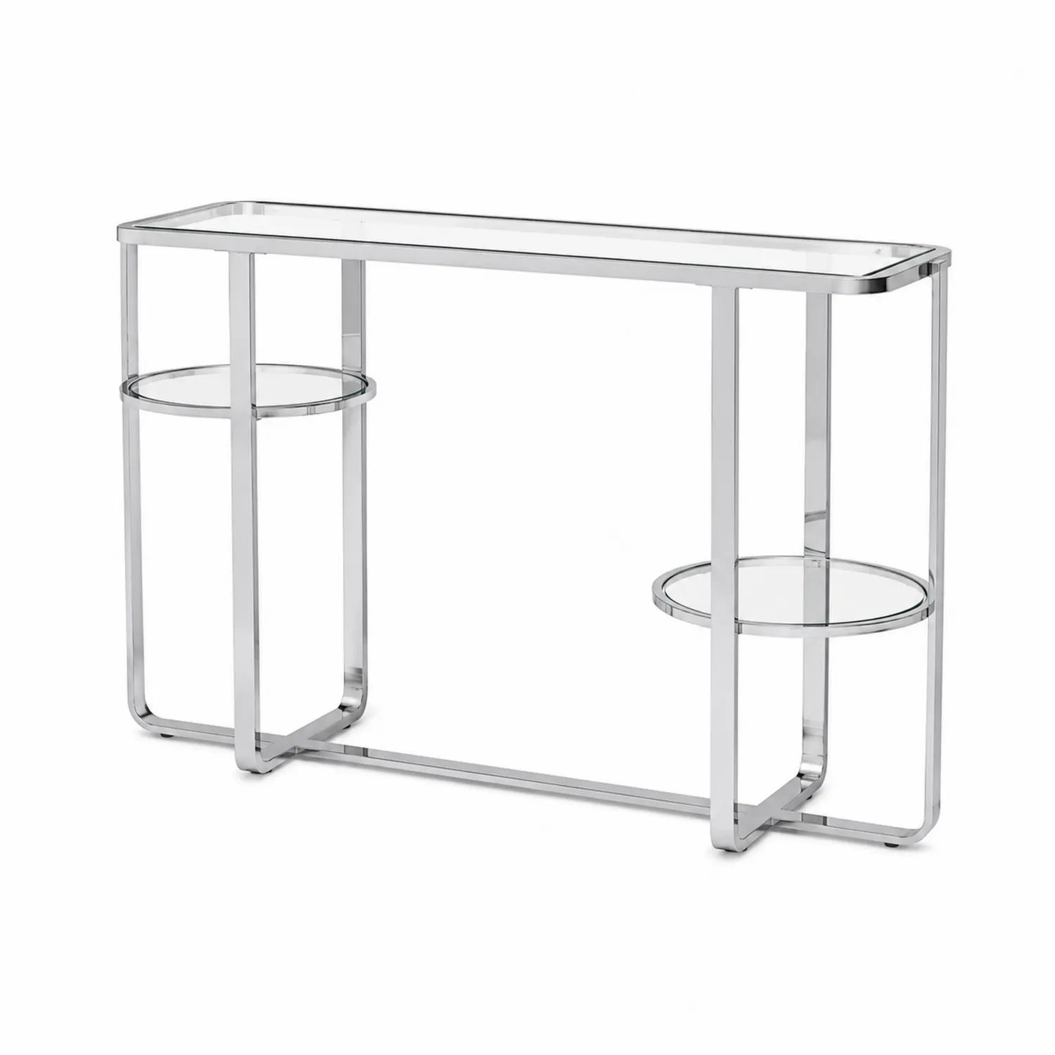 Mesa consola de acero y vidrio templado