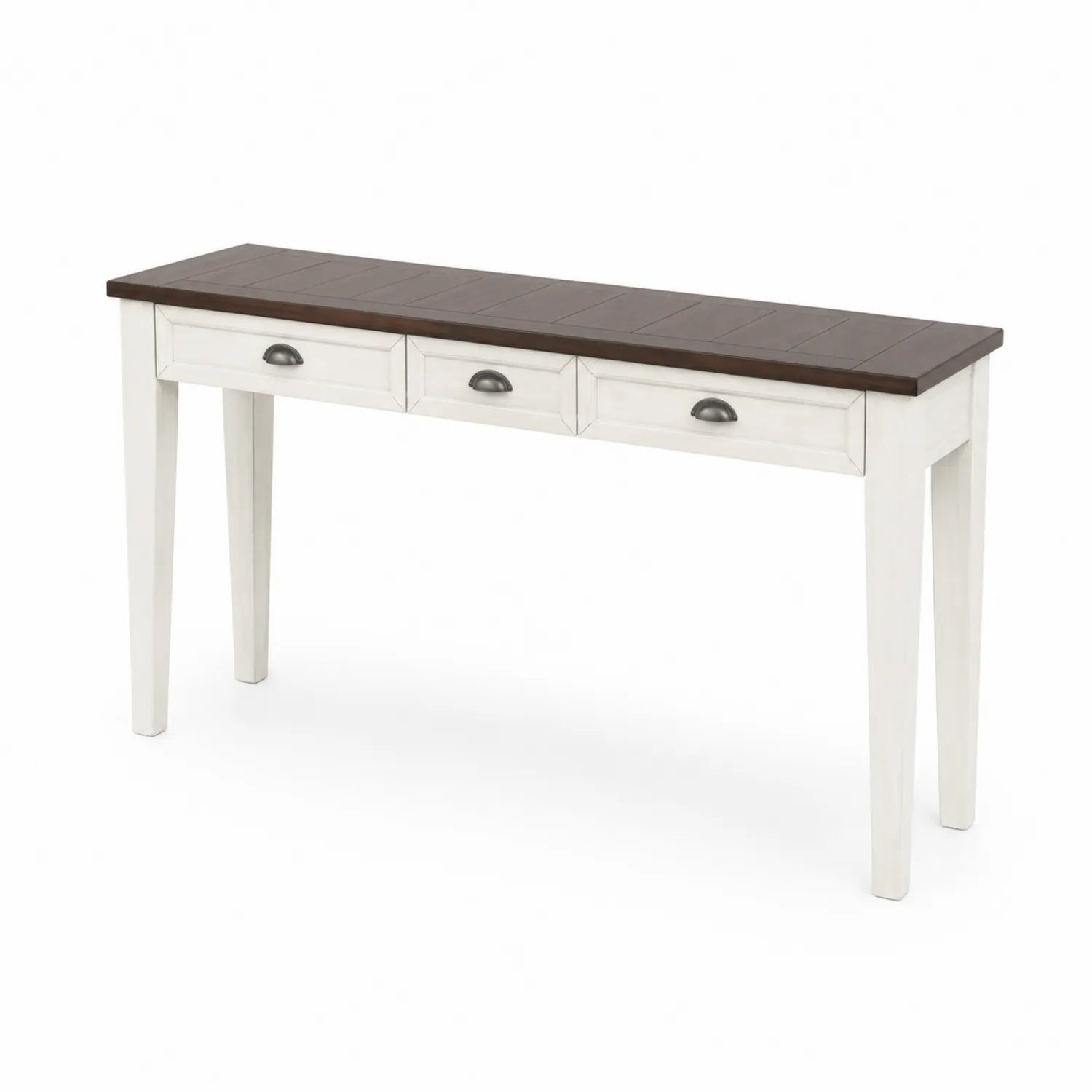 Mesa consola de madera con cajones color Blanco y Marrón