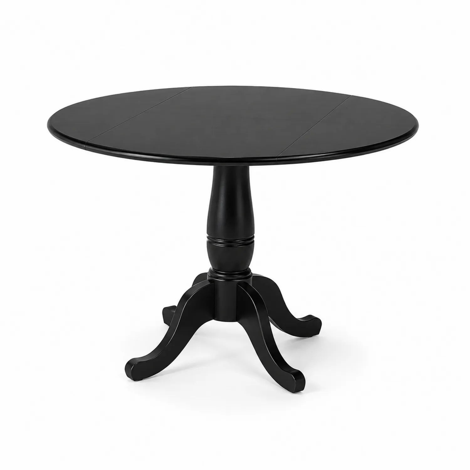 Mesa de comedor redonda de madera maciza negra, diámetro 120 cm