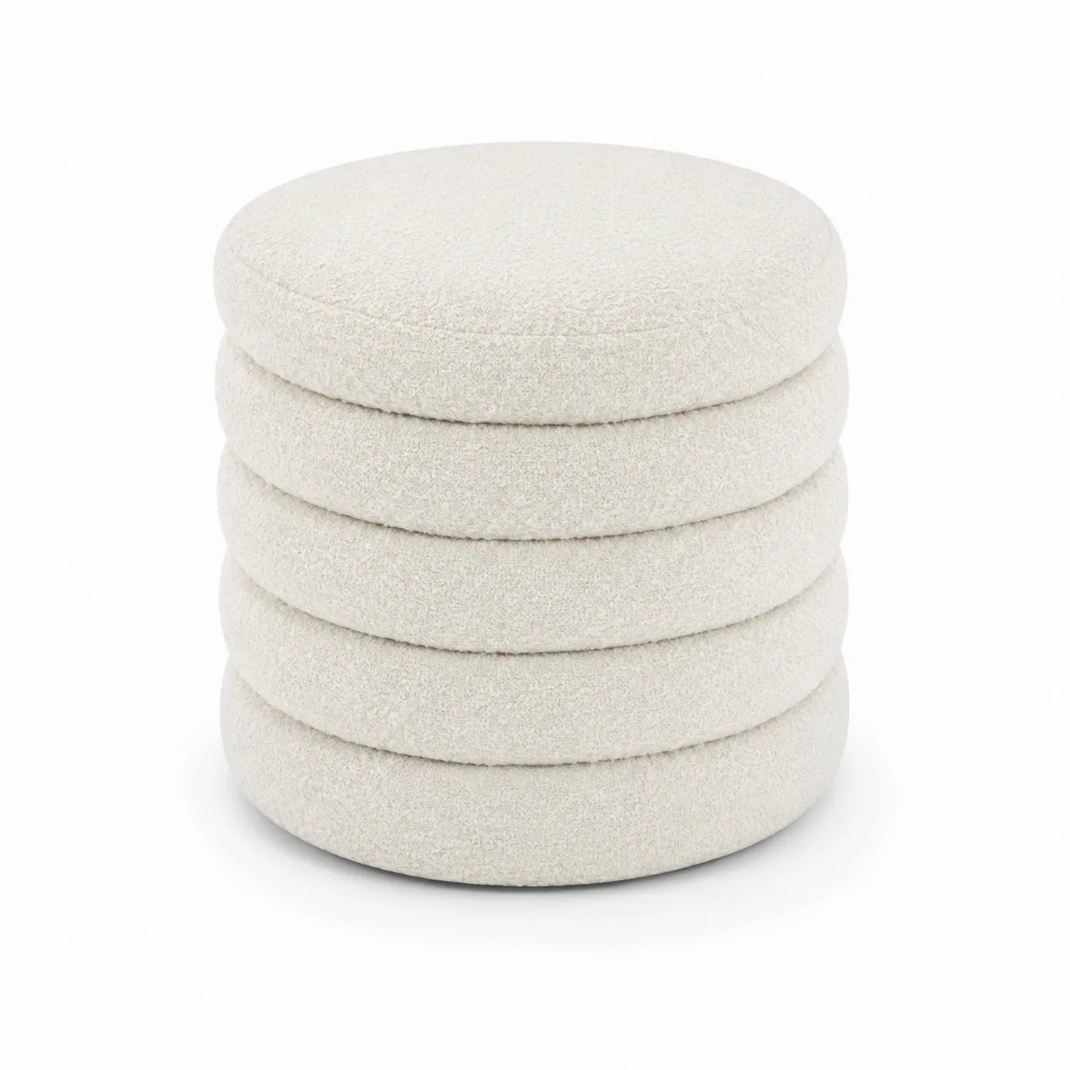 Puf redondo de tejido boucle beige 40x40x45 cm