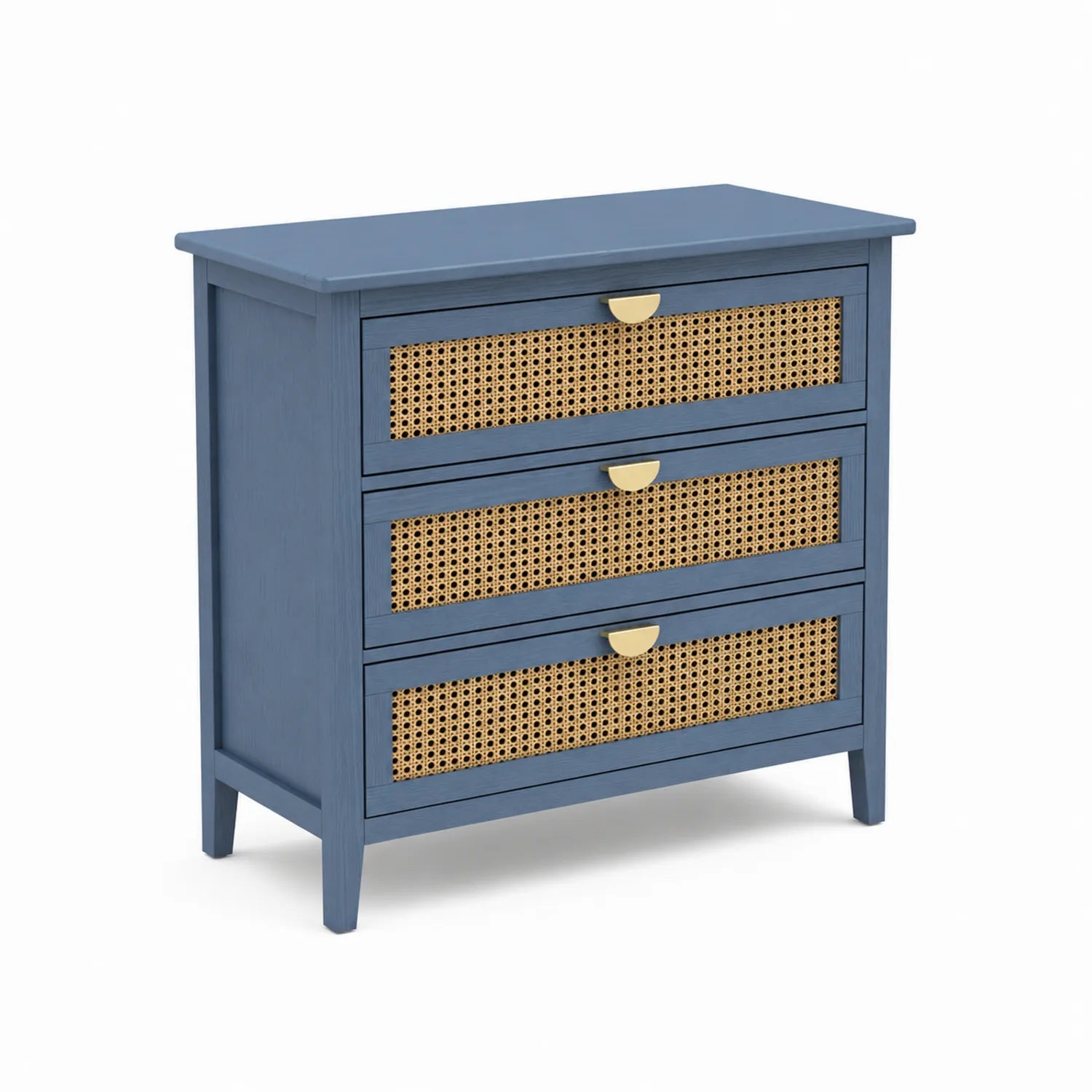 Cómoda de Madera con Ratán Azul