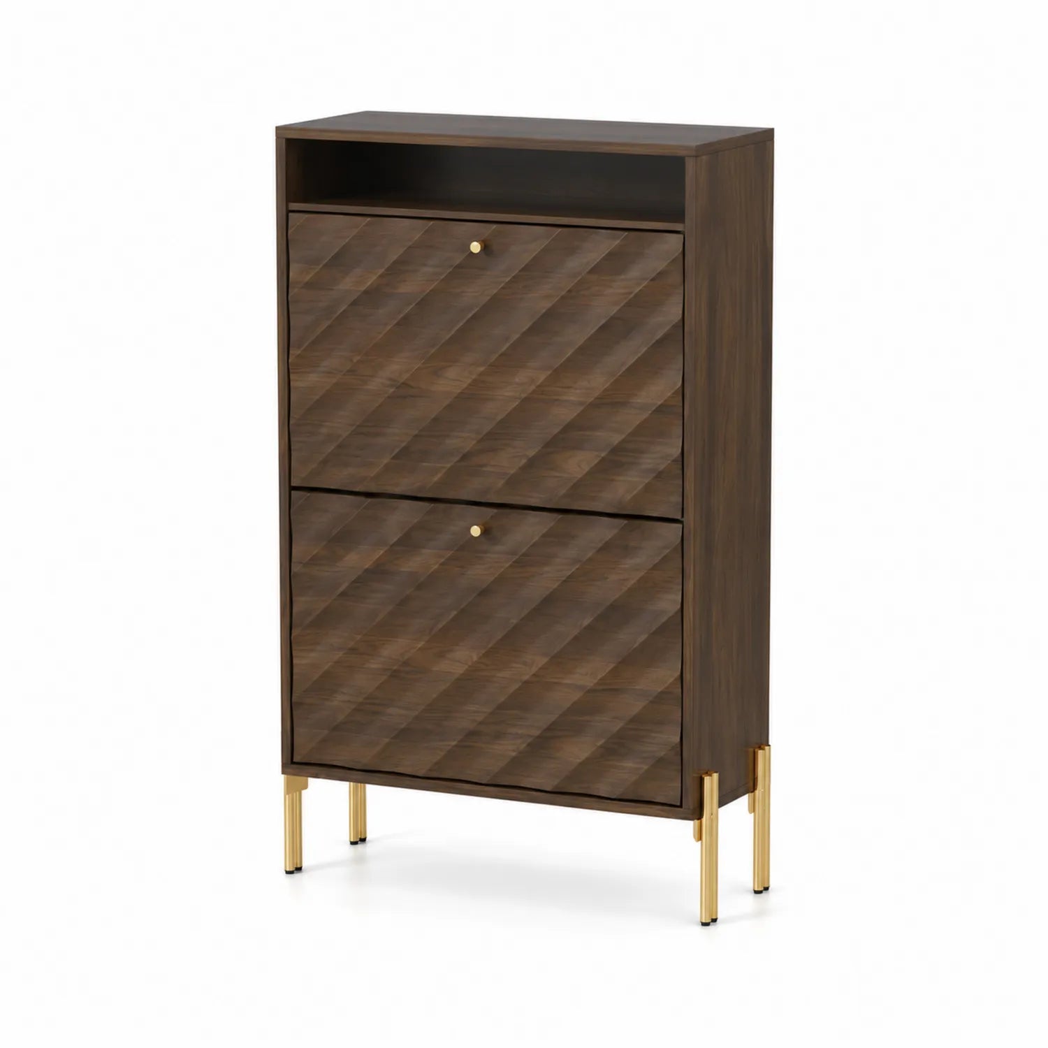 Zapatero de Madera con Patas de Metal Marrón 122x77x24 cm