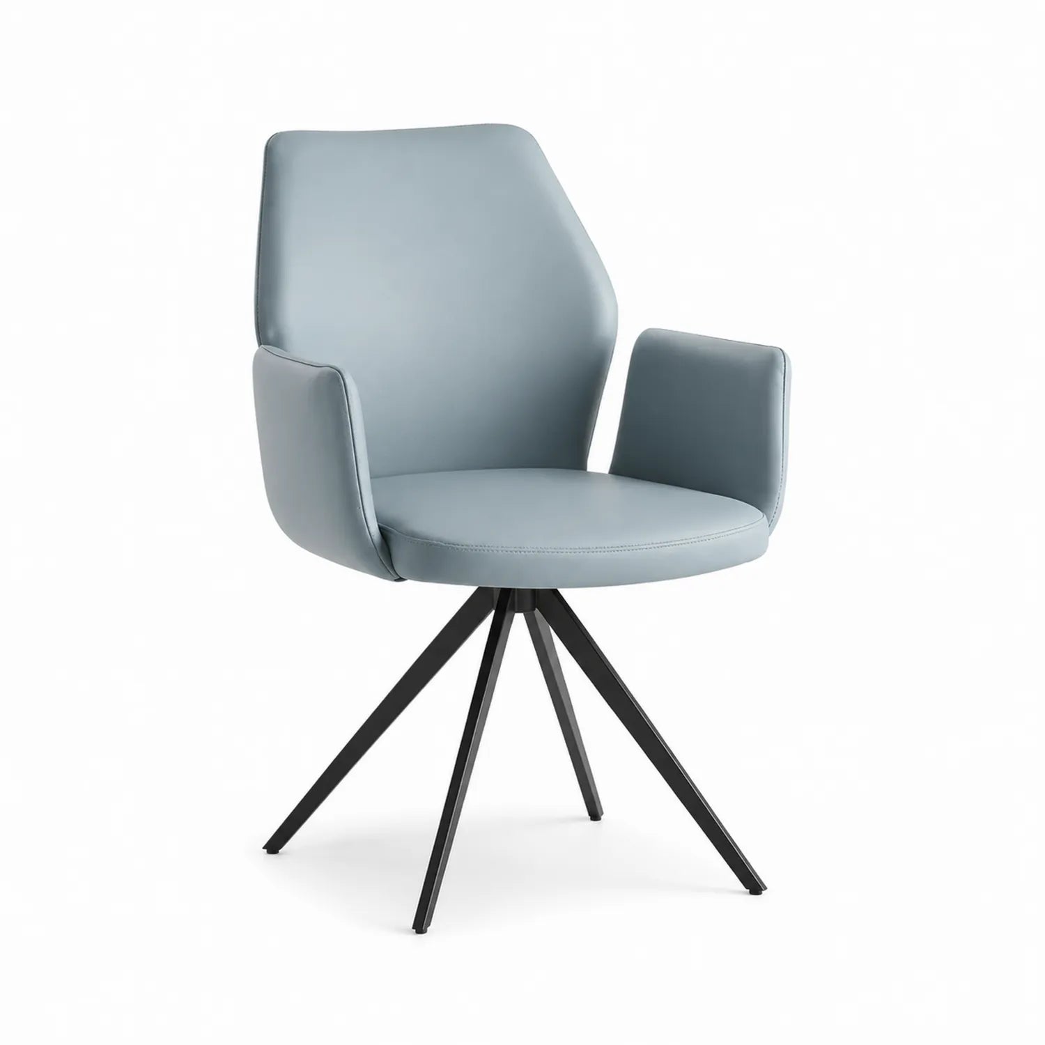 Silla giratoria de piel sintética Azul Claro con base de metal