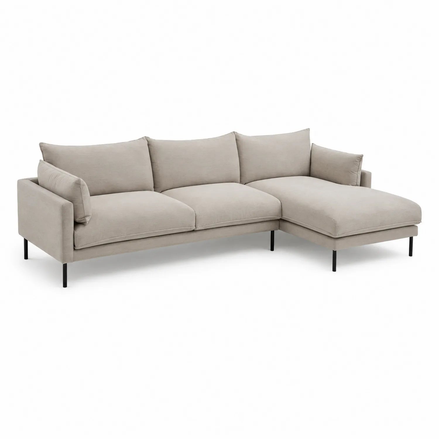 Sofá Esquinero de Algodón Beige con Chaise Longue