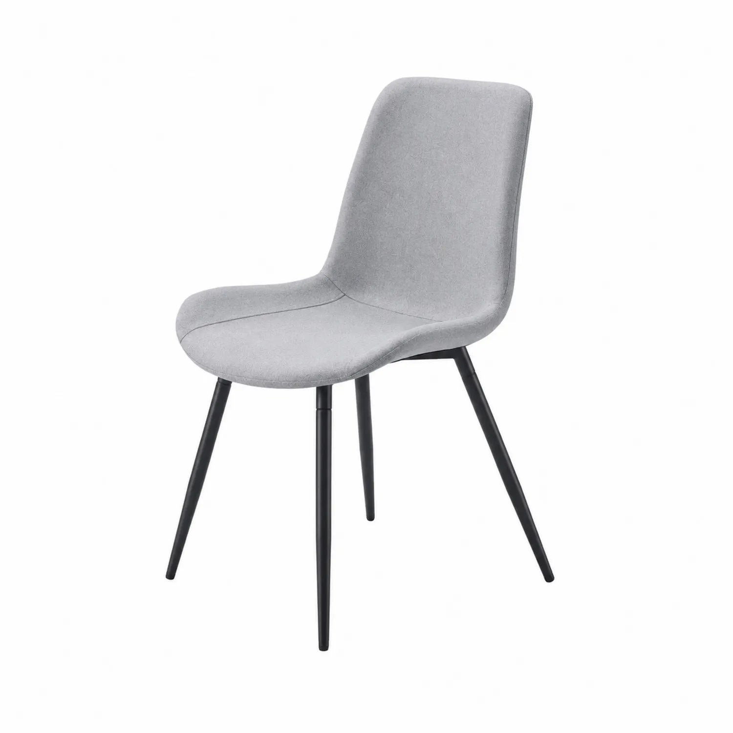 Silla de tela poliéster gris con patas metálicas negras