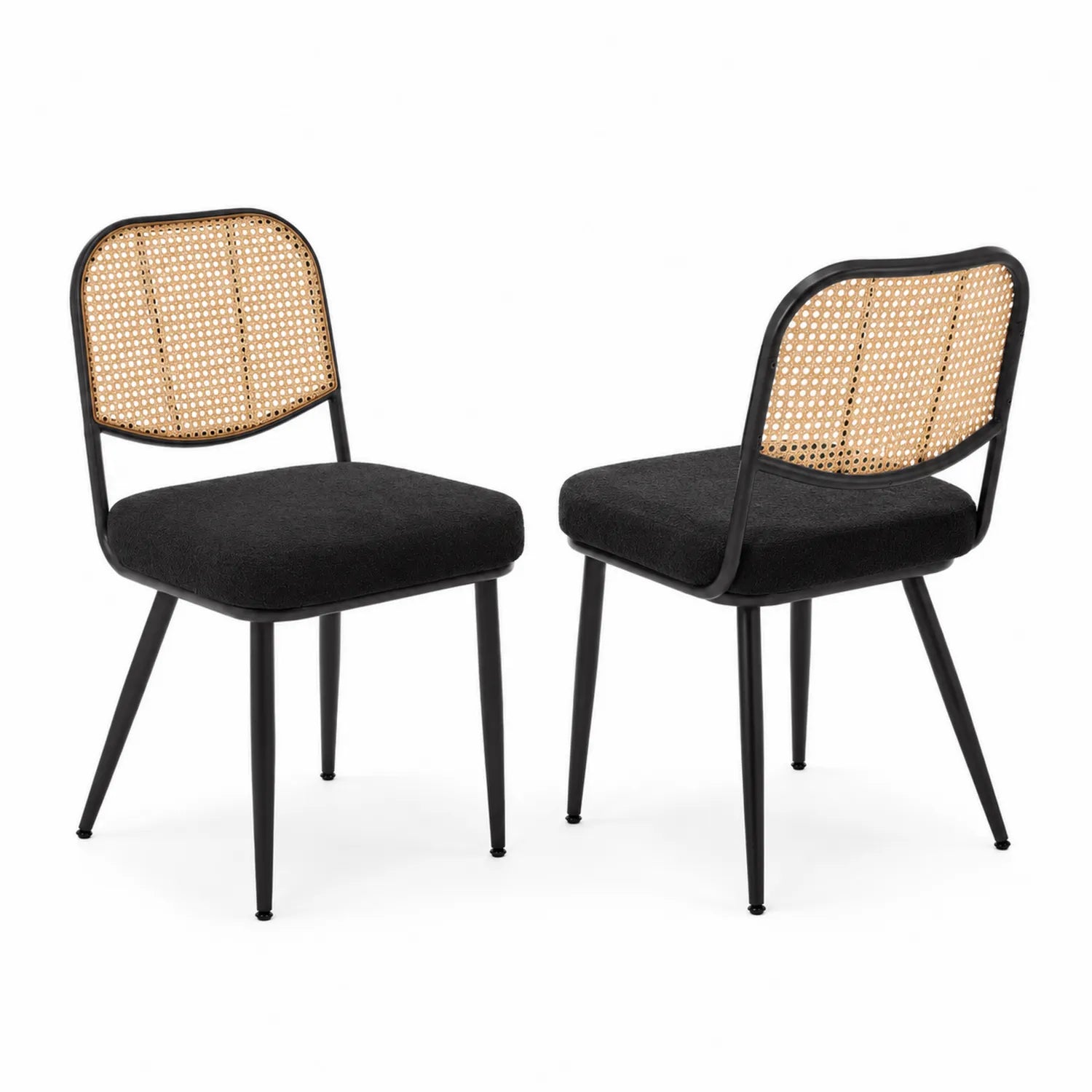 Conjunto de 2 sillas ratán y poliéster negro