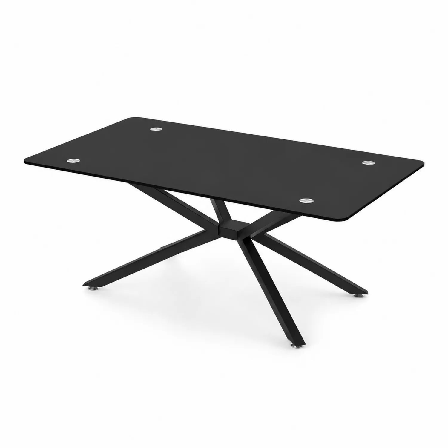 Mesa de vidrio templado negro con estructura de acero 140x80 cm
