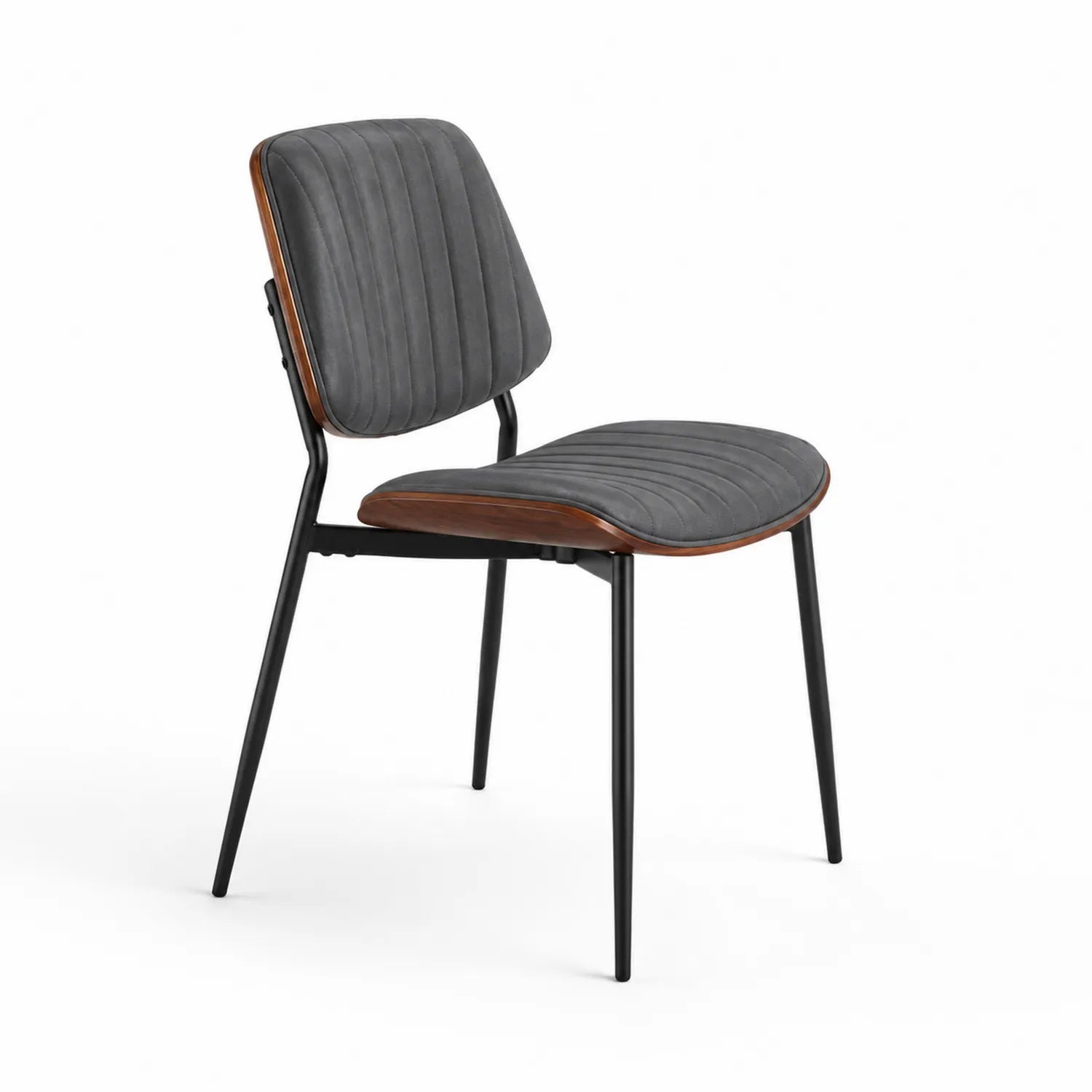 Silla de comedor con asiento de poliéster gris antracita y estructura de acero negro