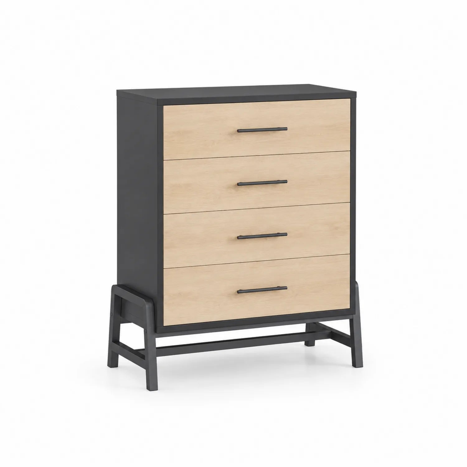 Cómoda de Madera de Roble y Metal con 4 Cajones