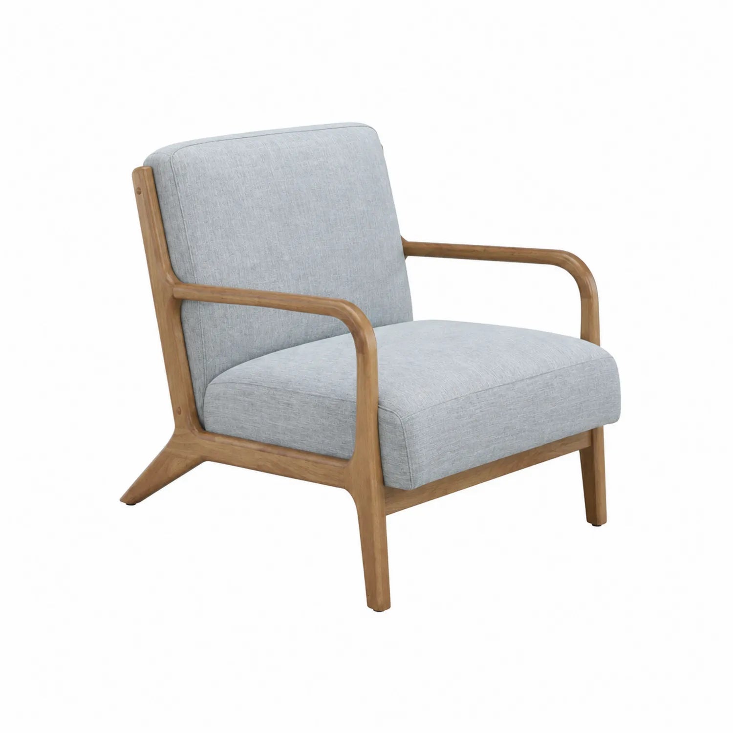 Sillón Gris con Estructura de Madera y Tela de Poliéster