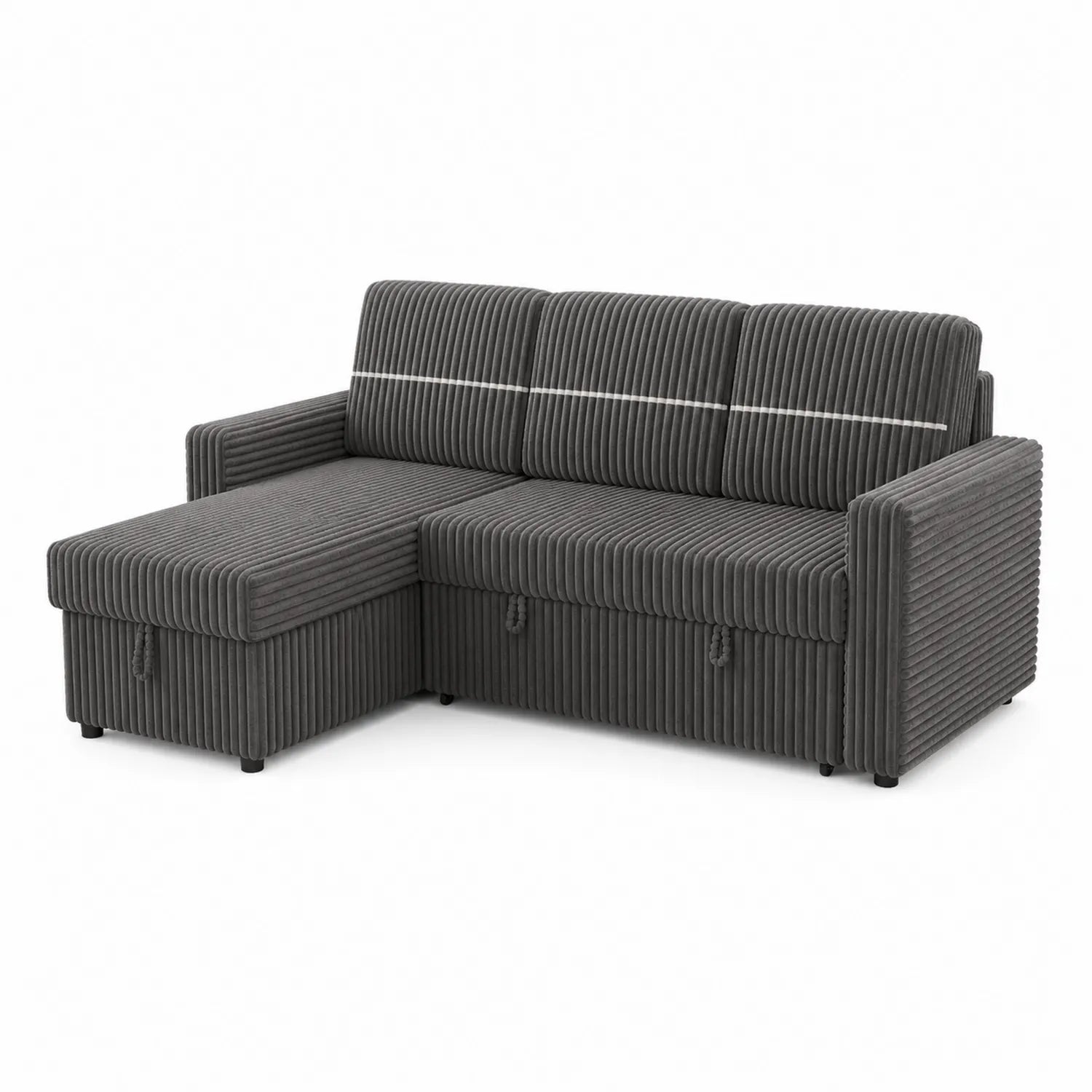 Sofá esquinero con chaise longue a la izquierda gris tela de pana 220cm x 150cm