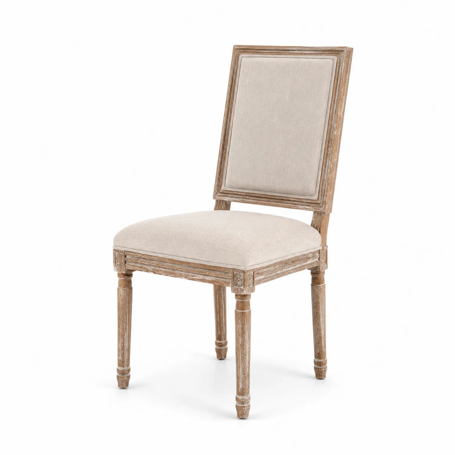 Silla de comedor con estructura de madera y tapizado de poliéster