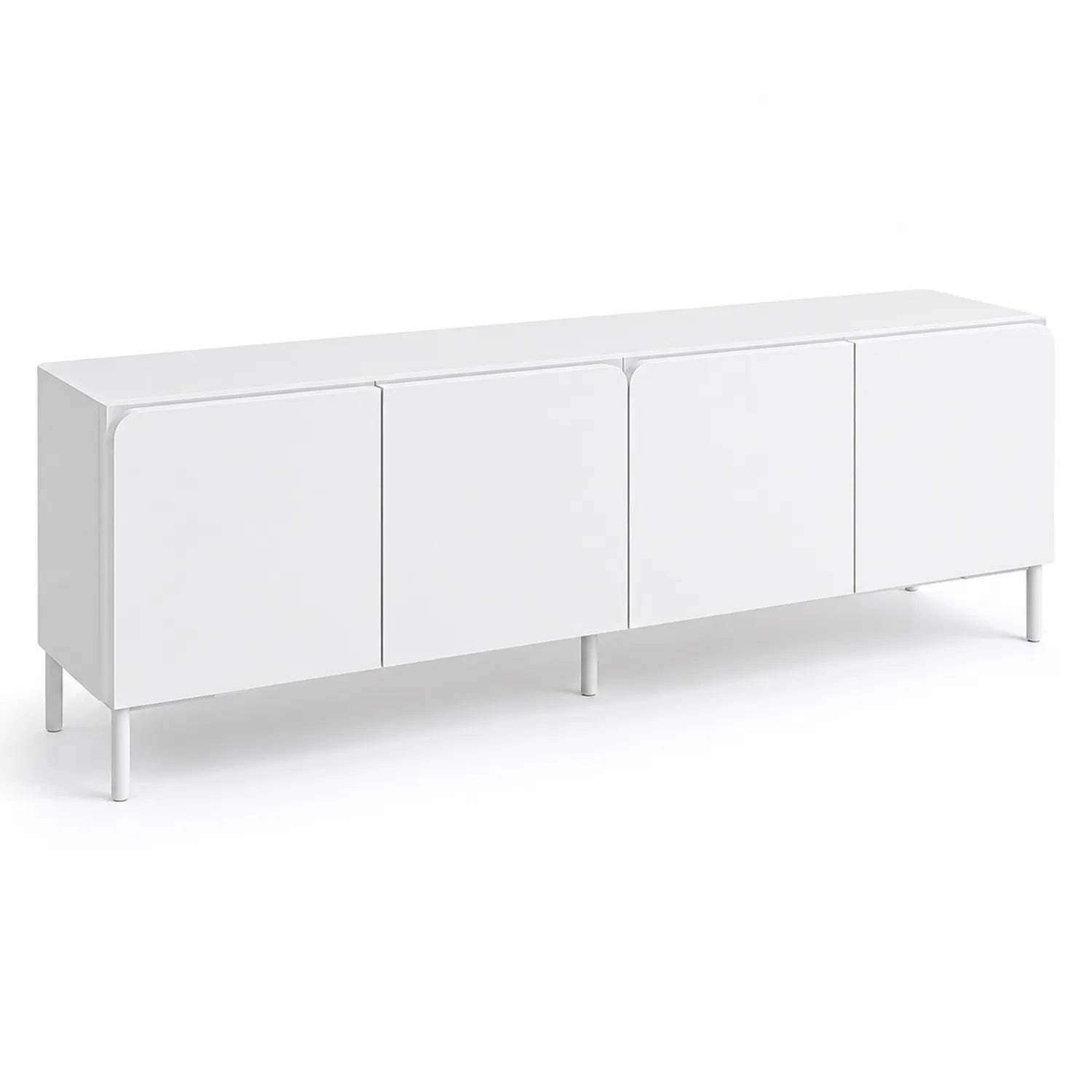 Mueble de TV Blanco MDF y Metal 180x40x50 cm