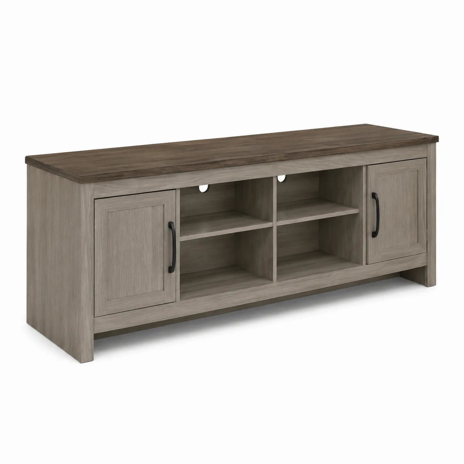 Mueble de TV de Madera con Puertas y Estantes Gris y Marrón
