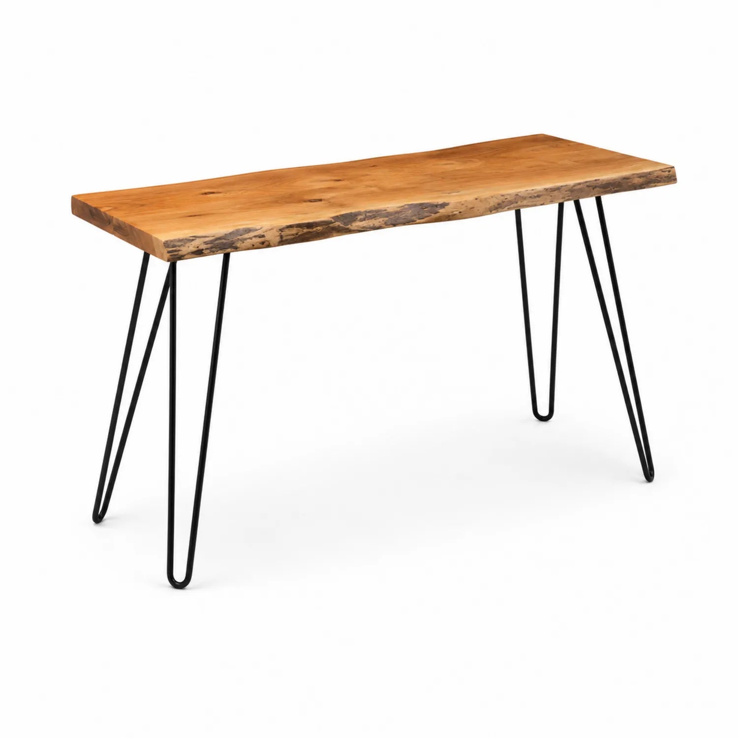 Mesa consola de madera maciza con patas de acero 120cm