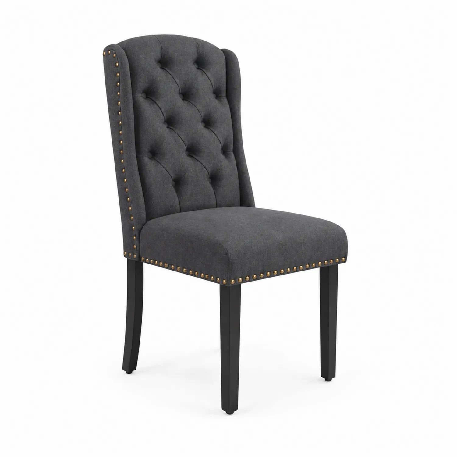 Silla de comedor de tela con respaldo capitoné