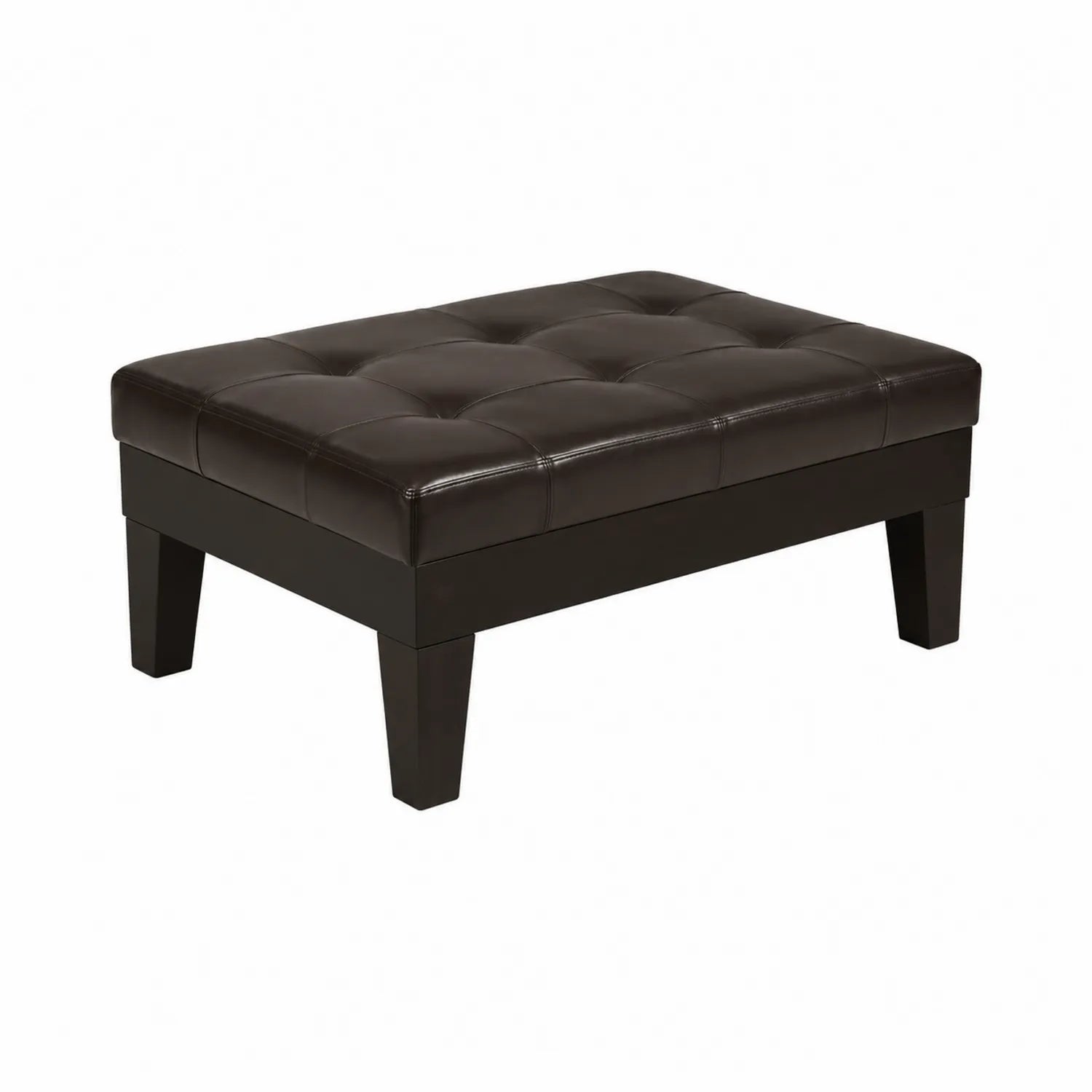 Banco de madera y cuero sintético marrón 90x60x40cm